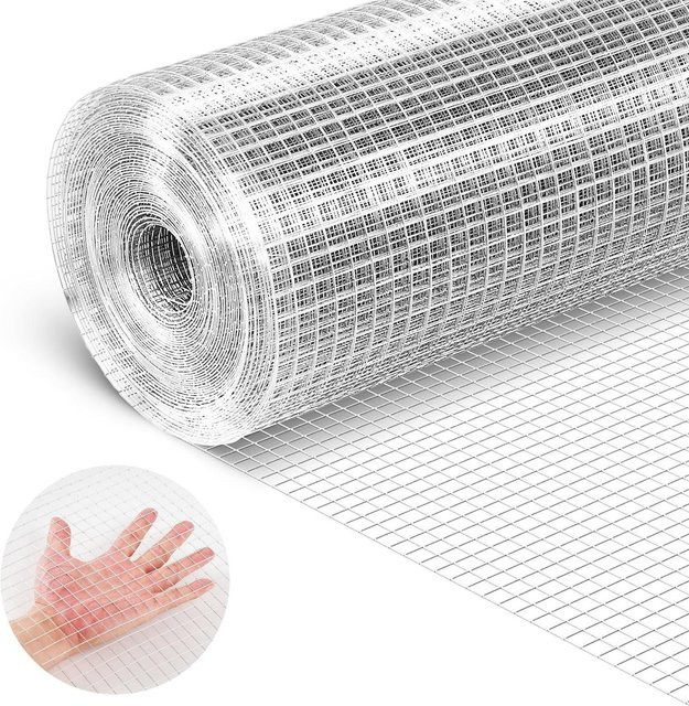 Buying Solutions, MB Schweißgitterrolle aus Metall, feuerverzinkter Hühnerdrahtzaun in Silber, B/H: 20 m x 12,7 mm, Drahtdurchmesser: 0,8 mm - Bild 1