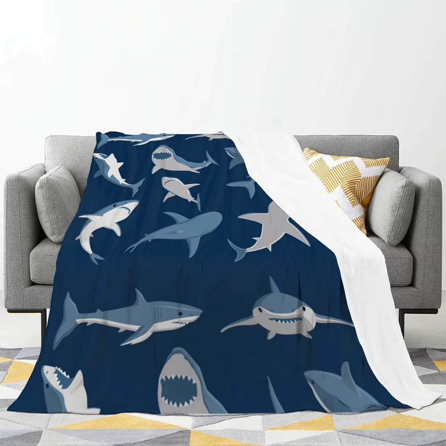 Shark Soft Flanell Decke in Blau für Unisex - Bild 3