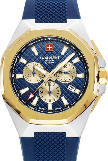 Swiss Alpine Military Chronograph, Quarz, Edelstahl, Blau, 42 mm, Herren - Bild 1
