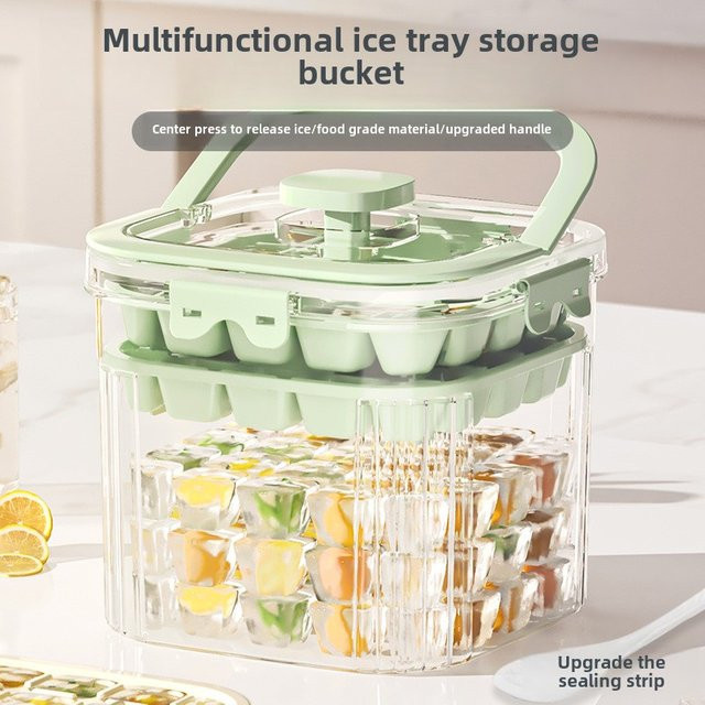 Lebensmittelechte Silikon-Eiswürfelform mit Pressfunktion in Grün für deinen Haushalt - Bild 1
