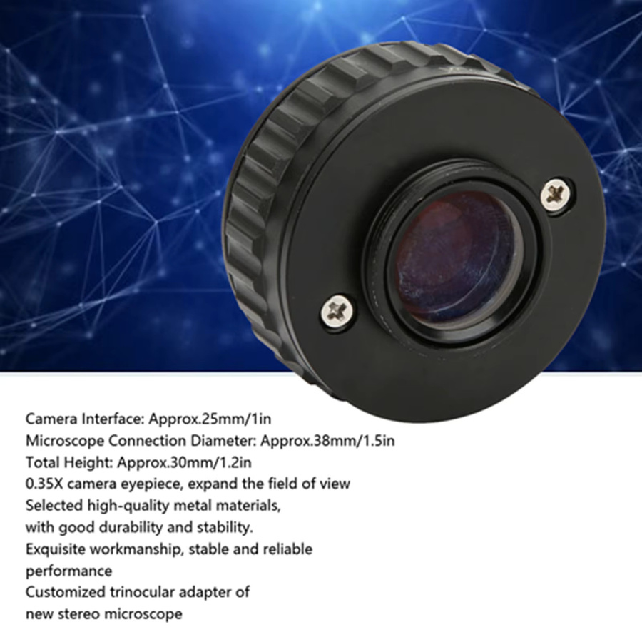 Qiilu CCTV-Mikroskop Objektiv Kamera Schnittstelle Adapter für Trinokular-Stereomikroskop in Schwarz - Bild 3