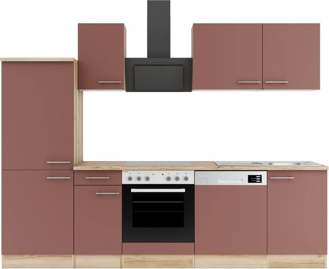 OPTIFIT Bari407 Küchenzeile in Rostrot mit modernem Design und mattem Finish, Breite: 270 cm - Bild 1