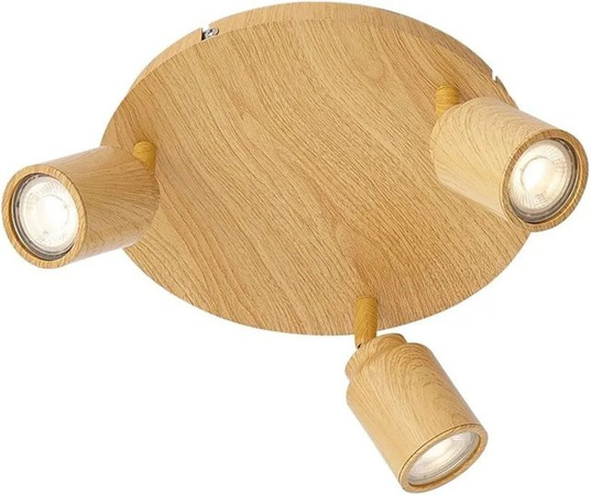 QAZQA Japandi Deckenleuchte Ducha aus hellem Holz mit 3 verstellbaren Spots, IP44, Skandinavisches Design