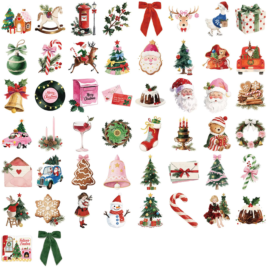 MRJIAANGSON Weihnachten Ästhetik Dekorationen Graffiti Aufkleber, 50-teiliges Set, multicolor - Bild 2