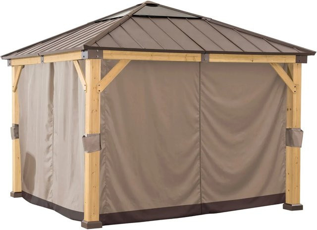 Sunjoy Gazebo Vorhang aus Zedernholz in Khaki, B/H: 336 x 336 cm - Bild 1