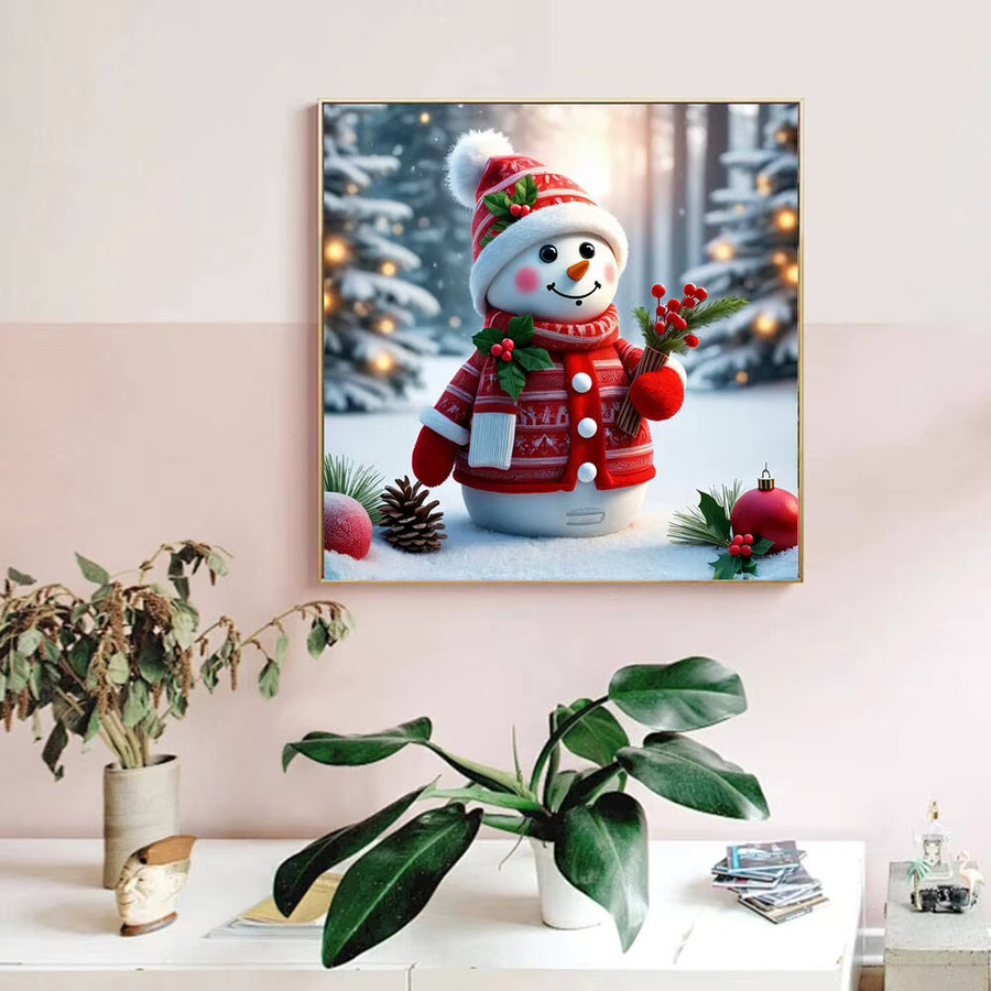 HUACAN 5D DIY Schneemann Diamant Malerei Weihnachten Diamant Mosaik Kunstset Kiefernwald in Multicolour, B/H: 20 x 20 cm - Bild 3