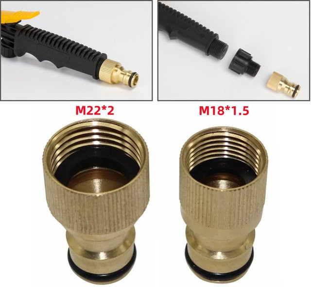 2er-Set Anschlussnippel für Hochdruckreiniger und Wasserpistolen mit M22 x 2 und M18 x 1,5 Gewinde zur Verbindung von Bürsten und Bewässerungsgreifern - Bild 1
