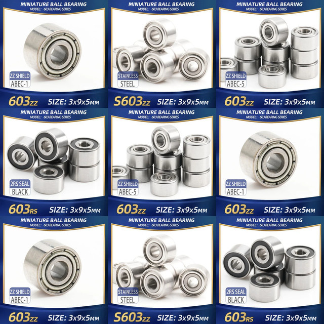 FUSHI 603 ZZ Handstücklager für Industriemotoren, 10 Stück, Maße: 3 x 9 x 5 mm - Bild 1