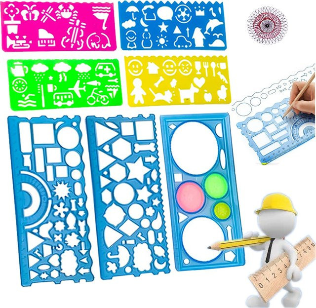 Multifunktionales Geometrie-Lineal aus Kunststoff als Malvorlage und Zeichenwerkzeug für Schüler und Kunstinteressierte in Mehrfarbig - Bild 1