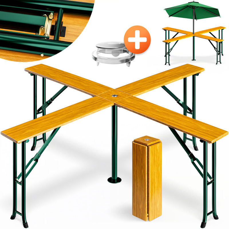 Casaria Stehtisch Quattro in Braun aus Echtholz und Stahl, B/T/H: 241 x 241 x 104 cm - Bild 2