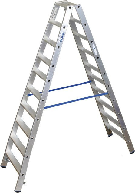 Krause Aluminium Stufen-Doppelleiter Silber mit 2 x 10 Stufen und einer maximalen Arbeitshöhe von 3,85 m - Bild 1