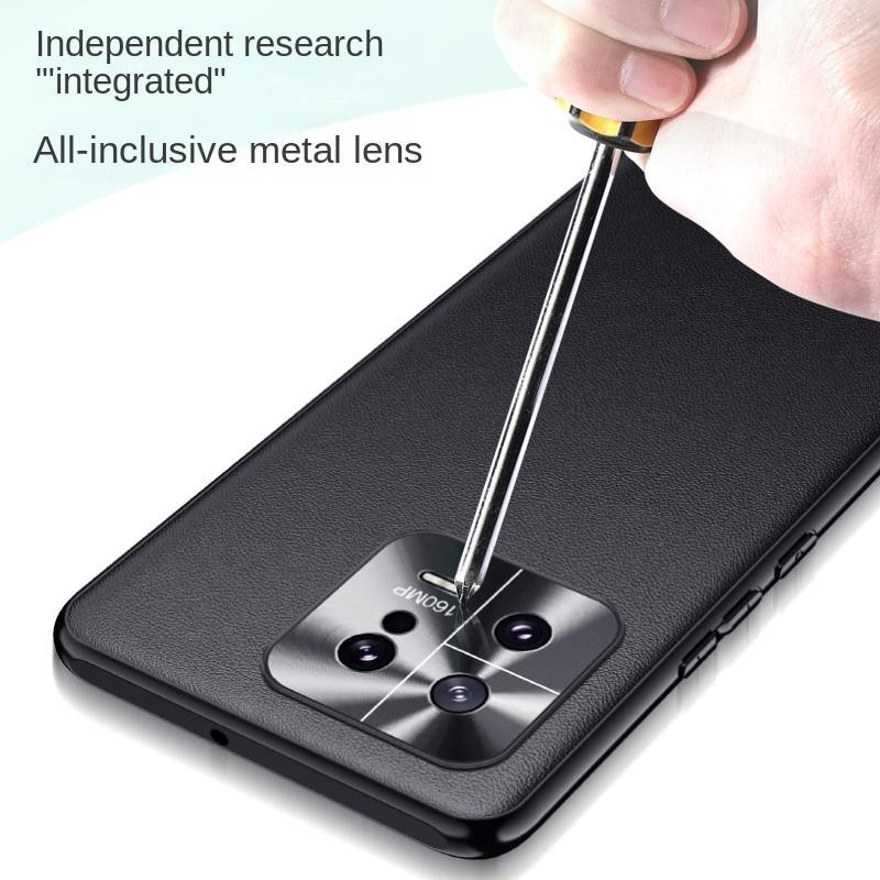 Xiaomi 13 13 Pro Handyhülle aus Leder mit Metall-Linse und integriertem Luftpolster-Schutz in Anti-Drop- und Anti-Fingerabdruck-Design - Bild 1