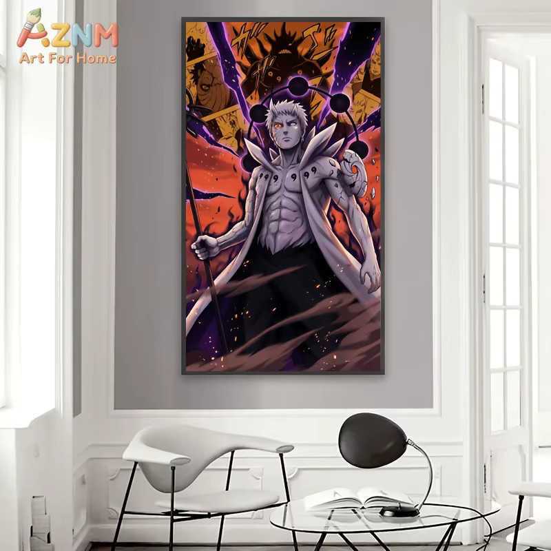 Kayou Naruto Uchiha Obito Sage of Six Paths Leinwand-Wandkunst, Mehrfarbiger Anime-Druck als Poster zur Heimdekoration - Bild 3