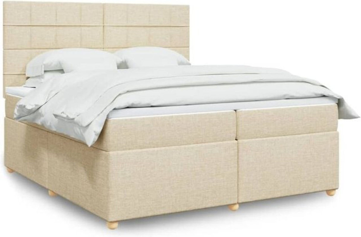 Vidaxl Boxspringbett mit Matratze in Beige aus Stoff und Holzwerkstoff B/T/H: 200 x 200 x 150,5 cm - Bild 1