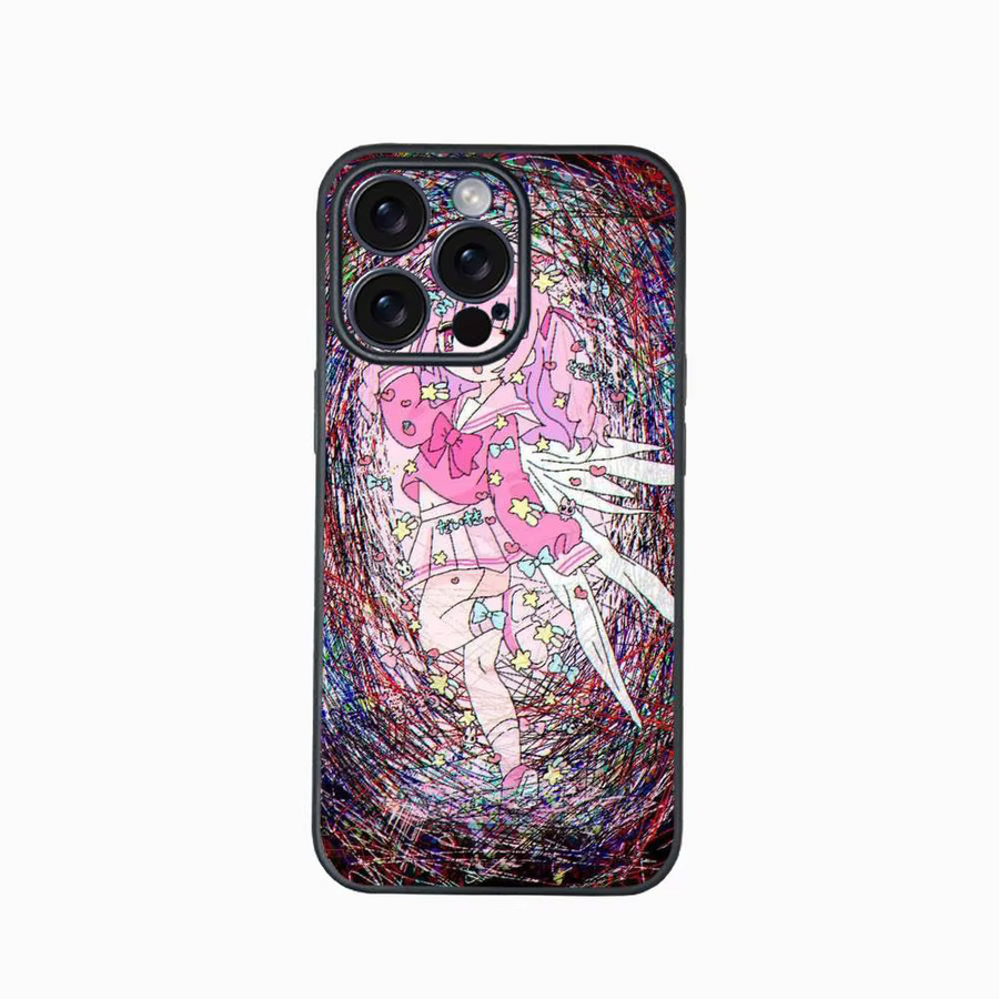 M-Menhera Chan Comic Handyhülle für iPhone 12 bis 16 Pro Max Plus in Schwarz als Softshell-Schutz - Bild 3