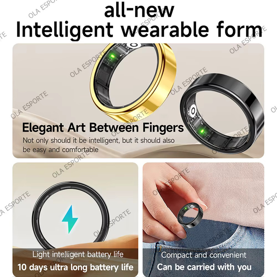 Ola Esporte Smart-Ring für Damen und Herren in Weiß mit Herzfrequenz- und Blutsauerstoffüberwachung, IP68 wasserdicht und Multi-Sport-Modus - Bild 2