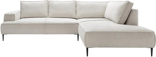 Vente-unique Sofa Gineto in Beige mit Cord-Bezug, L-Form, rechtsseitig, Breite: 275 cm - Bild 1