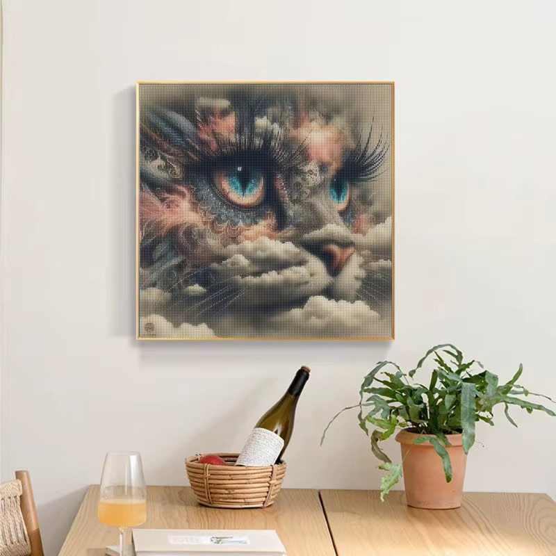 CHENISTORY Diamant-Mosaik Set mit abstrakter Katze als Kreuzstich-Stickerei mit runden Perlen - Bild 3