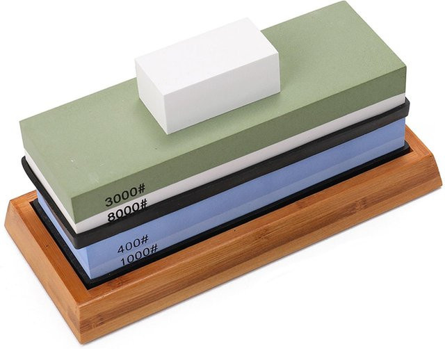 Aimo Messerschärfstein-Set in Grün mit 2 Seiten und Körnungen 400, 1000, 3000, 8000 - Bild 1