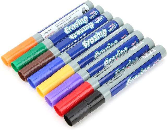 8 Stück GoolRC Whiteboard-Stifte bunt, schnelltrocknende Malmarker mit Bullet-Spitze für Schule und Graffiti, blau und mehrfarbig - Bild 1