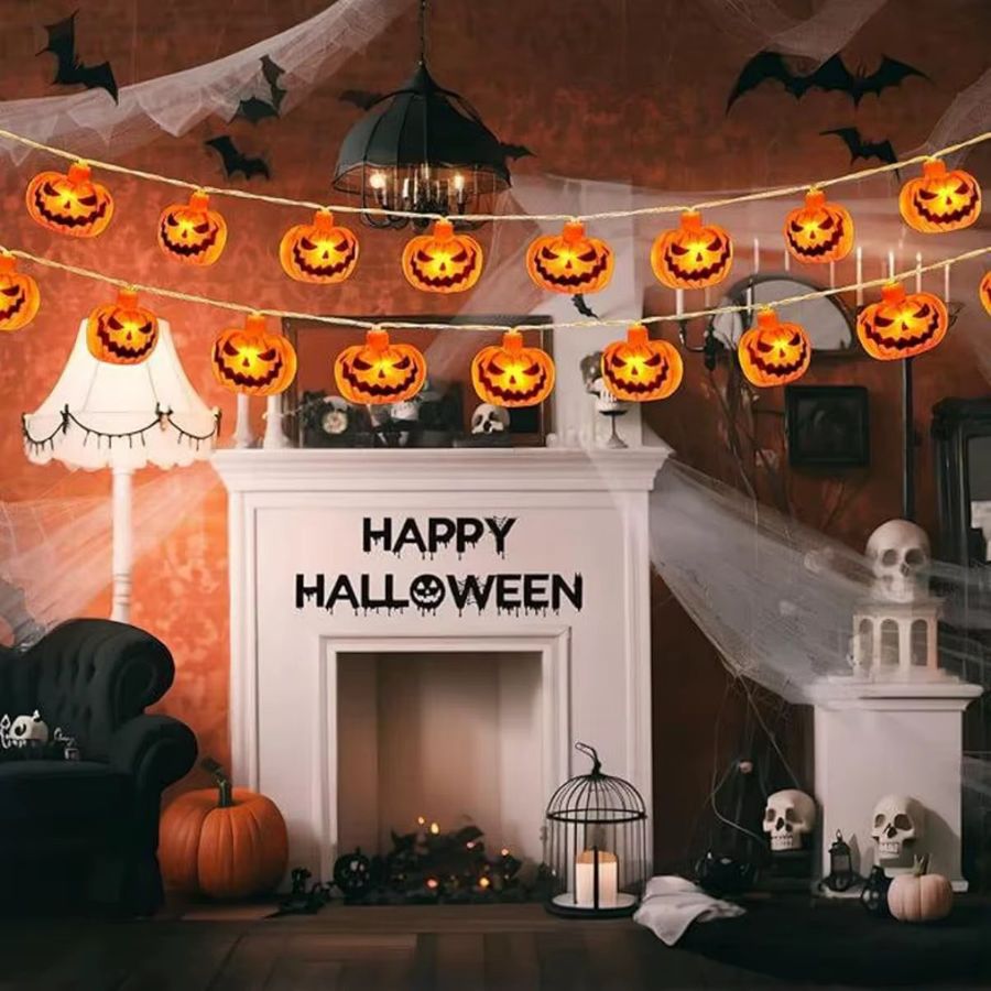 Peach Forest LED Halloween Kürbis Lichterkette mit 10 LEDs batteriebetrieben für Haus und Garten - Bild 5