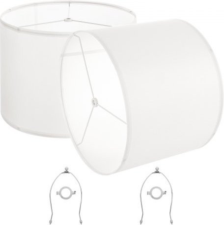 VEVOR Lampenschirm Trommel 2er Set aus Leinen und PVC in Weiß, B/T/H: 40 x 40 x 30 cm, Ersatzschirme mit Harfe für Tischlampen, Stehlampen und Pendelleuchten - Bild 1