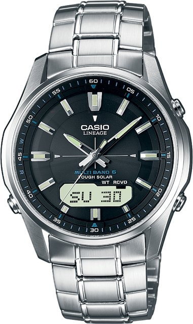 CASIO Armbanduhr, Solar, Edelstahl, Schwarz, 40 mm, Herren - Bild 1