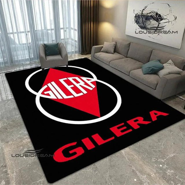 Rutschfeste Fußmatte mit Gilera Motorrad Logo Druck in Grau und Schwarz, B/T: 60 x 40 cm - Bild 1