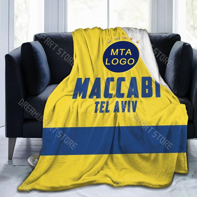 Maccabi Tel Aviv Meister Flanell Überwurfdecke von JMG Household Supplies, Gelb, B: 125 cm, T: 100 cm - Bild 1