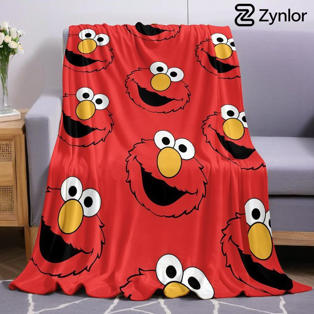 Beast Kingdom Elmo Cartoon Anime Flanelldecke mit Gesichtsmotiv, rote Kuscheldecke aus Polyester für Kinder, Sofa oder Bett - Bild 1