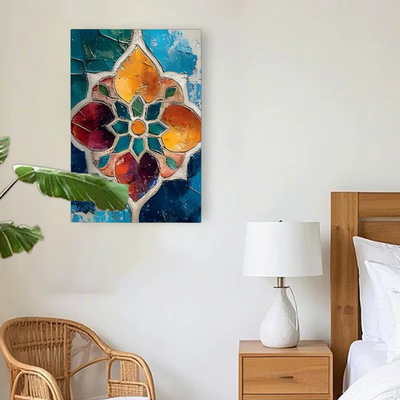 Islamische Wandkunst von CIFBUY als gerahmte Leinwand mit floralen Motiven in Rot und Gold, B/H: 40,6 x 61 cm - Bild 3