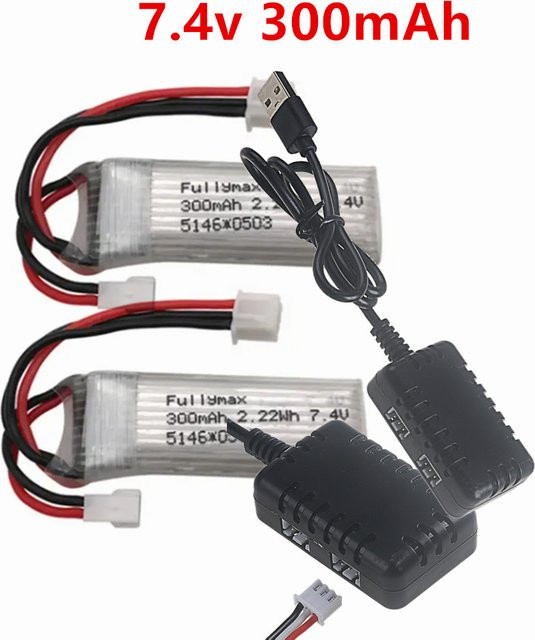WLToys Ersatzakku mit Ladekabel für RC Flugzeuge F959 XK DHC-2 A600 A700 A800 A430, 7,4V 300mAh 25C - Bild 1