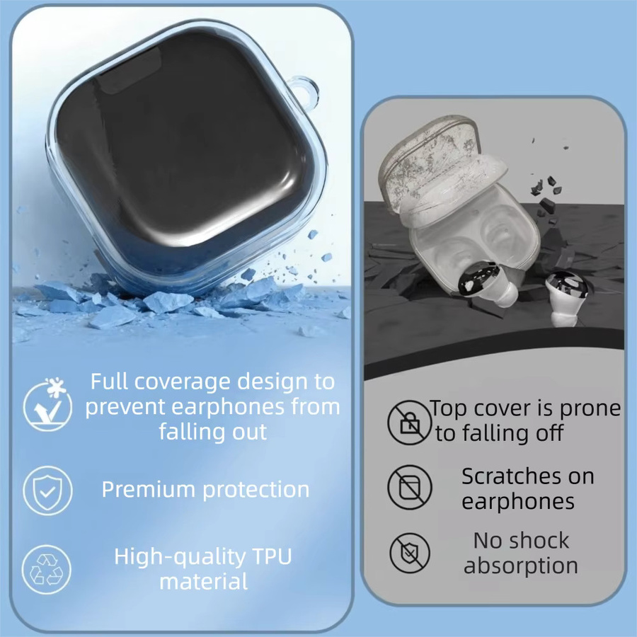 Transparente Schutzhülle mit Schlüsselanhänger für Samsung Galaxy Buds 4 und Buds 4 Pro, stoßfest und kratzfest - Bild 4