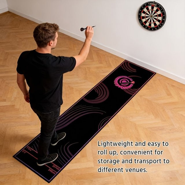 VIKAMA Professionelle Dart-Matte in Schwarz mit Wurflinie als rutschfeste Bodenschutzmatte für Indoor-Spielzimmer und Bar-Dekoration - Bild 1