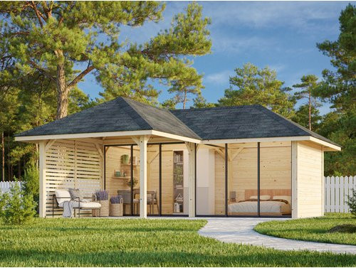 PALMAKO Pavillon Bianca Set 213 Slide aus Fichtenholz in Braun, B/H/T: 588 x 319 x 588 cm - Bild 1