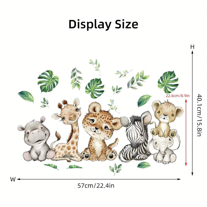 BRUP Cartoon Tier Wandaufkleber mit Nilpferd, Tiger, Elefant, Hirsch und Baum in Mehrfarbig für Kinderzimmer, Schlafzimmer und Kindergarten - Bild 4