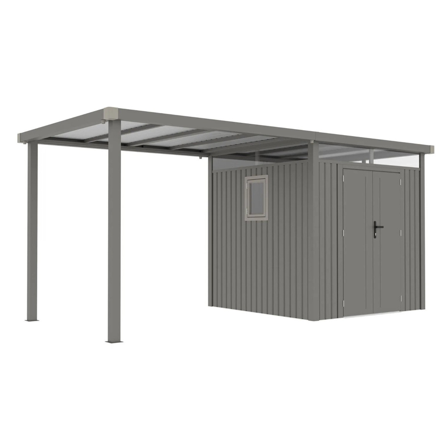 Osoltus Metall Gerätehaus Luma BX aus verzinktem Stahlblech in Grau mit Fenster und Flachdach, B/T/H: 505 x 230 x 222 cm - Bild 2
