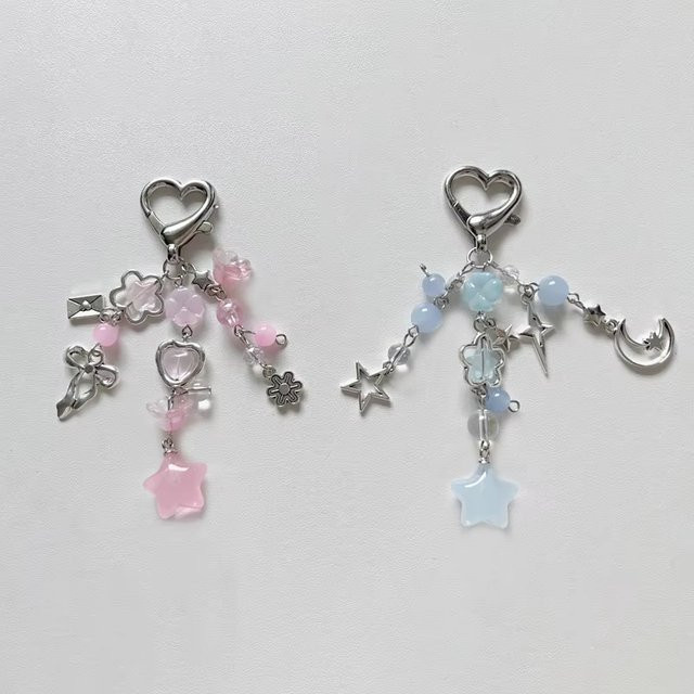 YiYuYiHua Schlüsselanhänger, Stern, Rosa und Blau - Bild 1