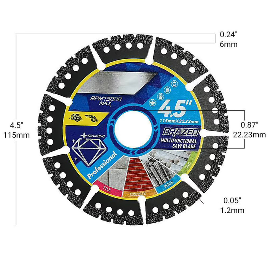 Stookits 3er-Set Multi-Material Winkelschleifer-Sägeblätter zum Trockenschneiden von Metall, Fliesen, Stein, Kunststoff, Legierungen, Gusseisen und Marmor - Bild 6