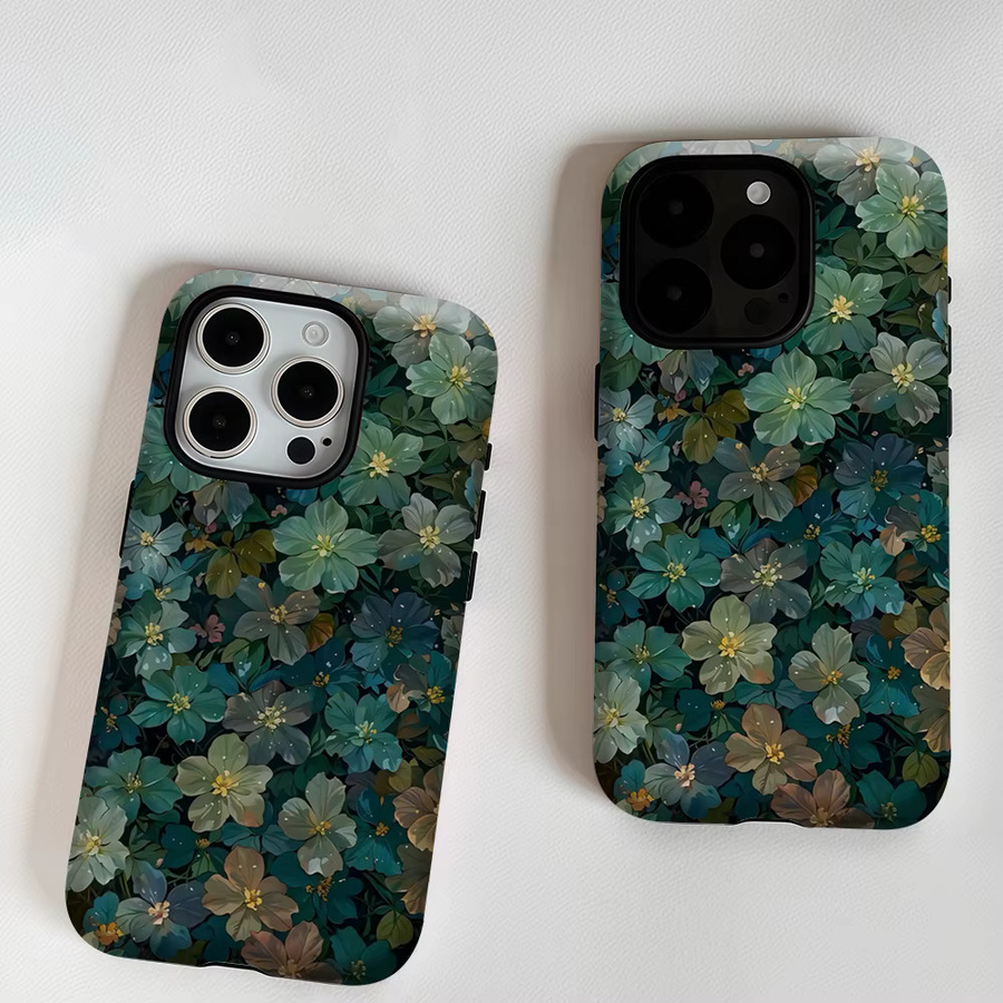 Potdemiel Magnetische Handyhülle mit blaugrünem Blumenlabyrinth für iPhone 17 16 15 14 13 Pro Max Plus, robuste Doppelschicht-Schutzhülle in Türkis und Multicolour - Bild 6