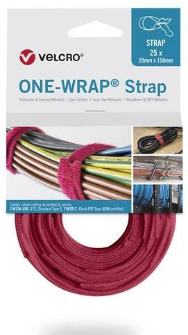 VELCRO One Wrap Strap Klettband in Rot, 25 Stück, Breite: 2 cm, Länge: 200 cm - Bild 1