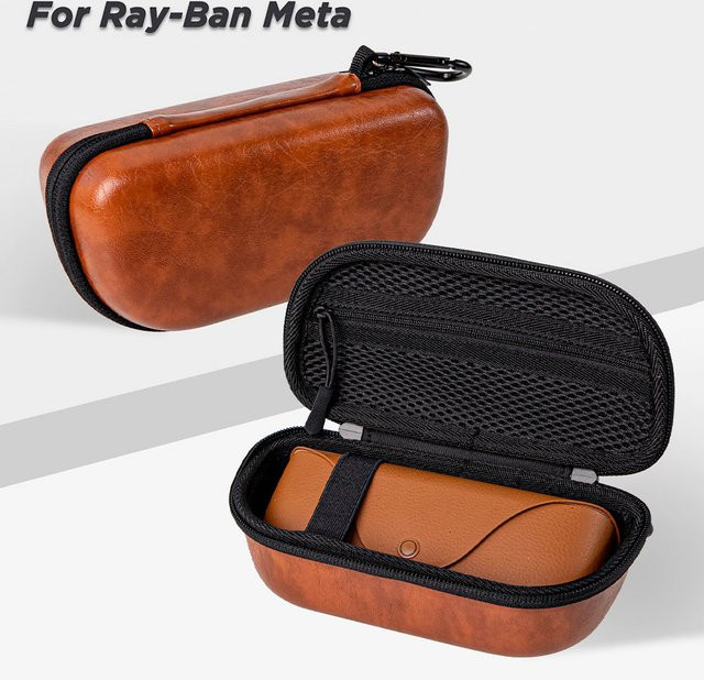 Tahnuhna Tragetasche für Ray-Ban Meta und XREAL Air 2/Air/One AR-Brillen, schützende EVA-Aufbewahrungstasche mit Hartschale, Farbe: Braun - Bild 1