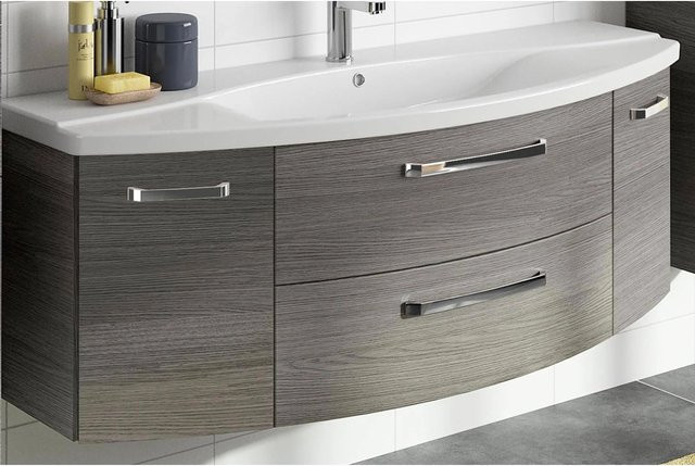 Pelipal Waschbeckenunterschrank Serie 4010 in Graphit mit Struktur quer, Breite: 140 cm - Bild 1