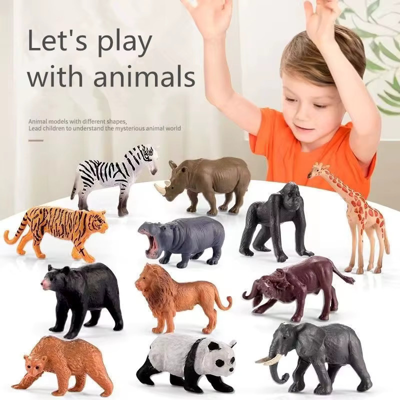 LMKJ Wildtier-Spielzeugmodelle, 12-teiliges Set, aus Kunststoff - Bild 2