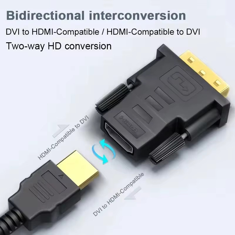 QUERPXAF DVI auf HDMI Adapter Bi-direktional 1080P Schwarz - Bild 4
