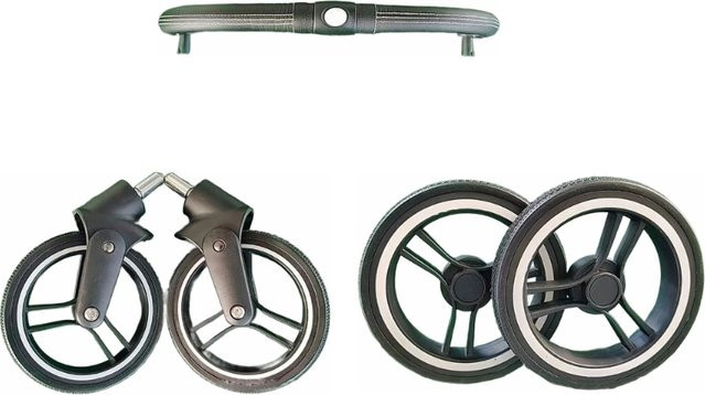 Ersatz-Räder-Set für Yoya Liebster Kinderwagen aus Gummi und Metall in Schwarz - Bild 1