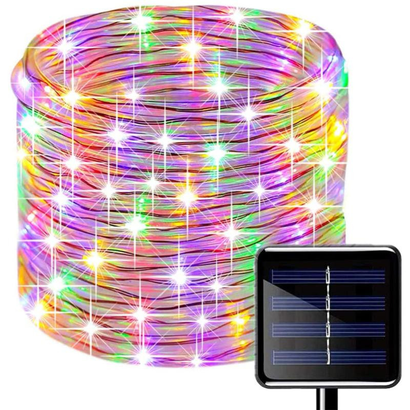 AlliLit Solar-LED-Außenrohr-Lichterkette mit 50 LEDs in Bunt, 7m Kabellänge, wetterfest IP65 für Garten, Balkon und Landschaftsbeleuchtung - Bild 2
