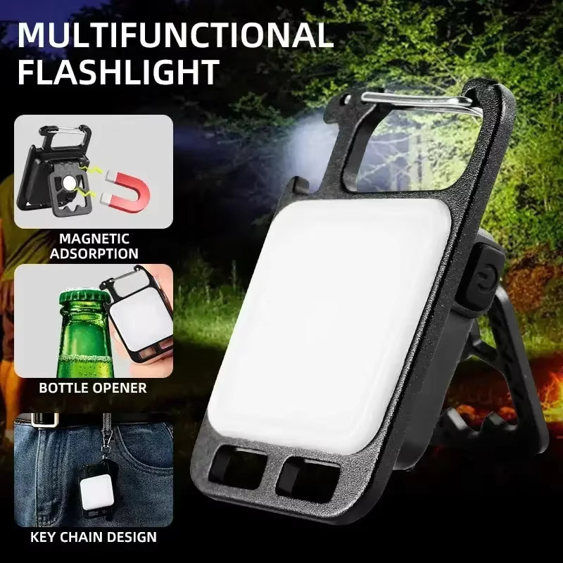 Wiederaufladbare Mini LED Taschenlampe mit COB-Licht und Magnetfunktion in Schwarz - Bild 6