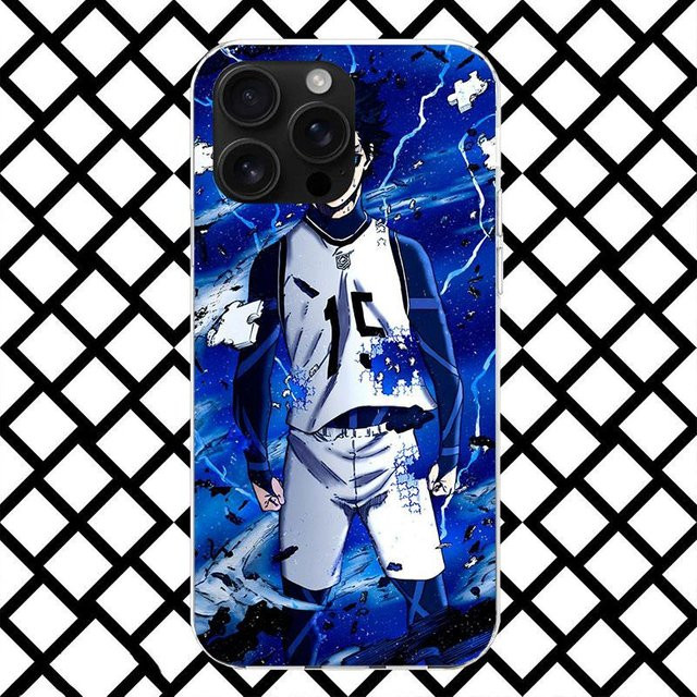 Blue Lock Isagi Yoichi Handyhülle für iPhone 16 15 14 13 12 11 Pro Max und weitere Modelle, weiche Schutzhülle in Blau - Bild 1