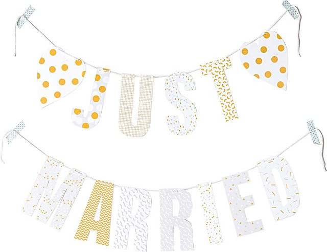 Rico Design Paper Poetry Girlande Just Married in Bunt mit 3m Länge - Bild 1